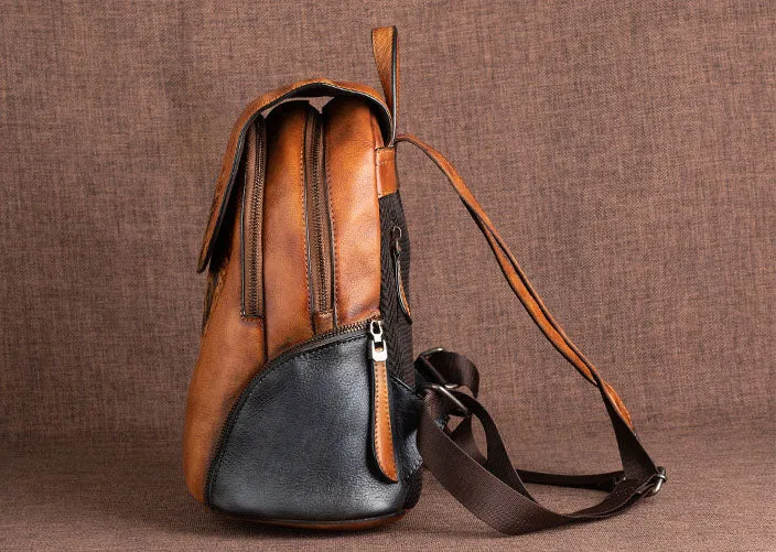 Womens Green Leather Backpack Purse With Built In Universal USB Port For Women