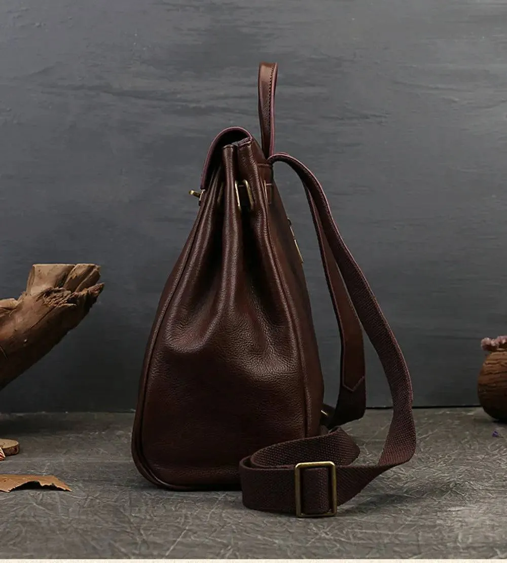 Women's Leather Padlock Backpack