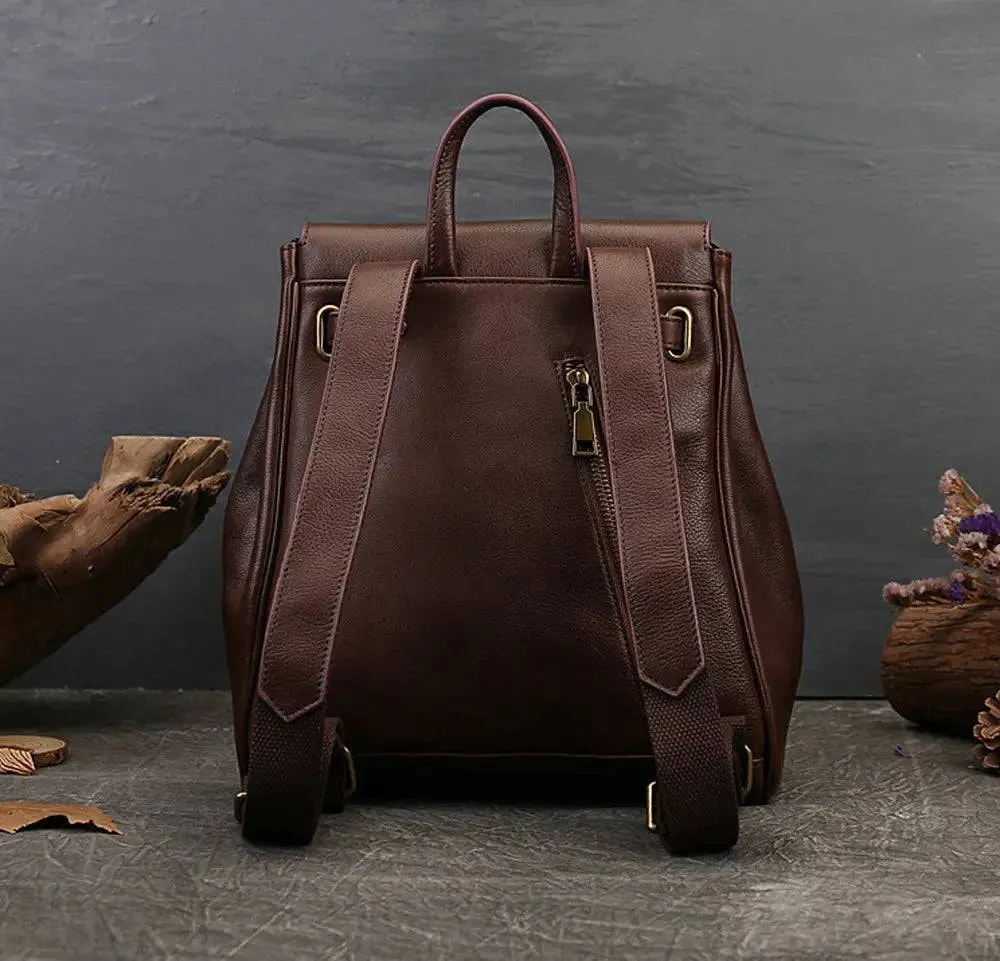 Women's Leather Padlock Backpack